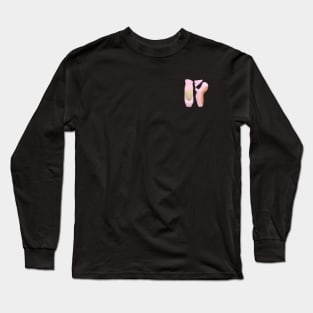 Small Ballerina Toe Shoes (Black Background) Long Sleeve T-Shirt